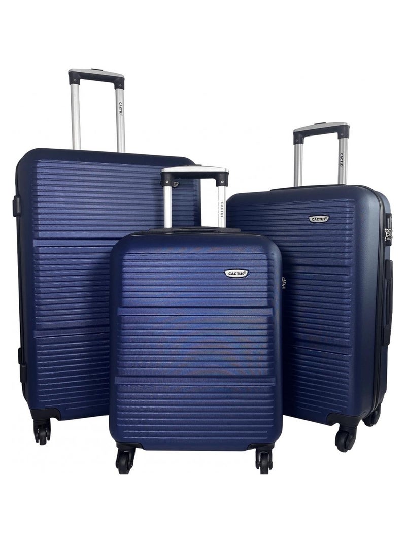 Lot 3 valises rigides dont 1 valise cabine ABS Bleu - Kiabi