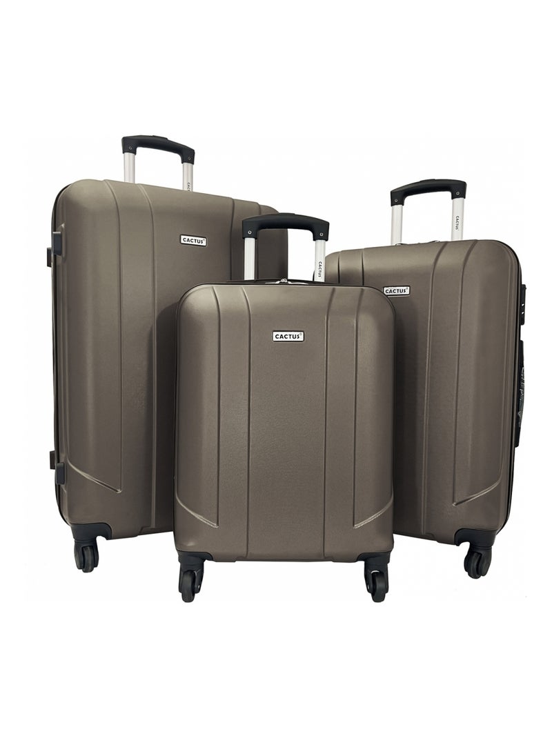 Lot 3 Valises Rigides dont 1 Valise Cabine ABS Marron - Kiabi