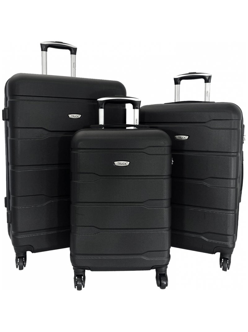 Lot 3 valises rigides dont 1 valise cabine ABS Noir - Kiabi