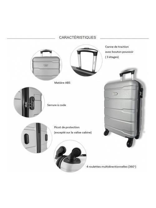 Lot 3 valises rigides dont 1 valise cabine - Kiabi