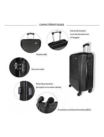 Lot 3 valises rigides dont 1 valise cabine