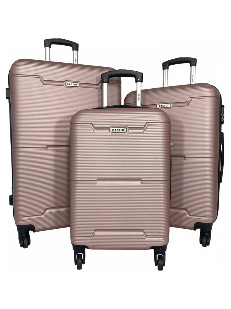 Lot 3 valises rigides dont 1 valise cabine Rose - Kiabi