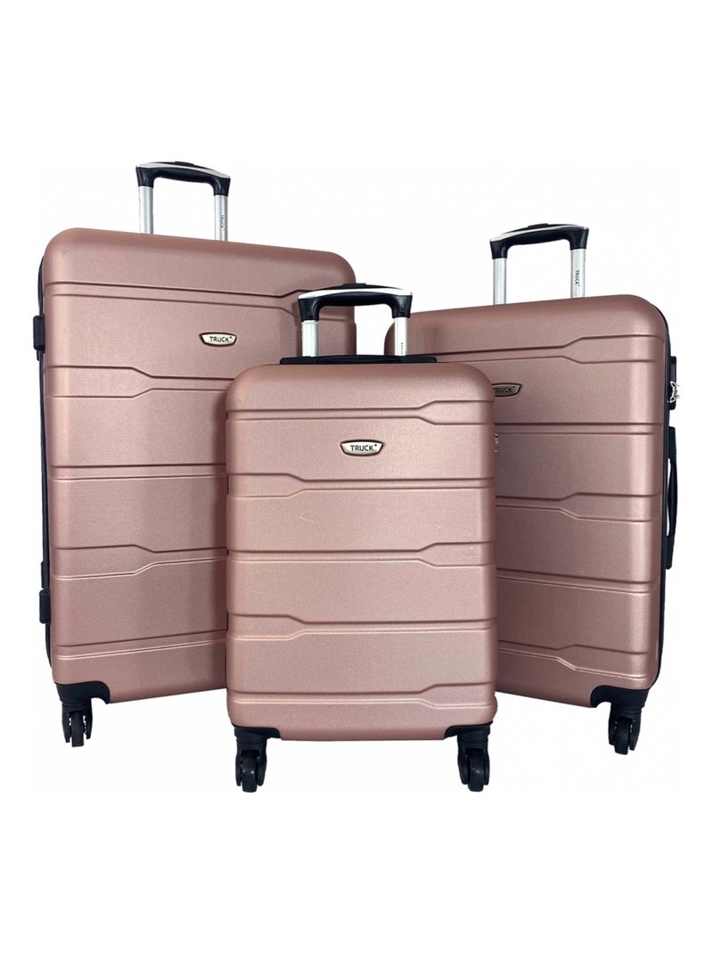 Lot 3 valises rigides dont 1 valise cabine Rose - Kiabi