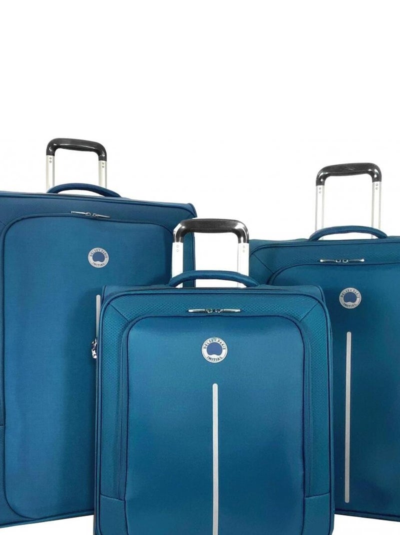 Lot 3 valises souples Caracas dont une valise cabine 55cm Bleu - Kiabi