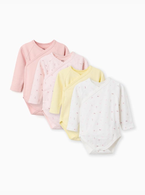 Lot 4 bodys croisés unis/à fleurs - Kiabi