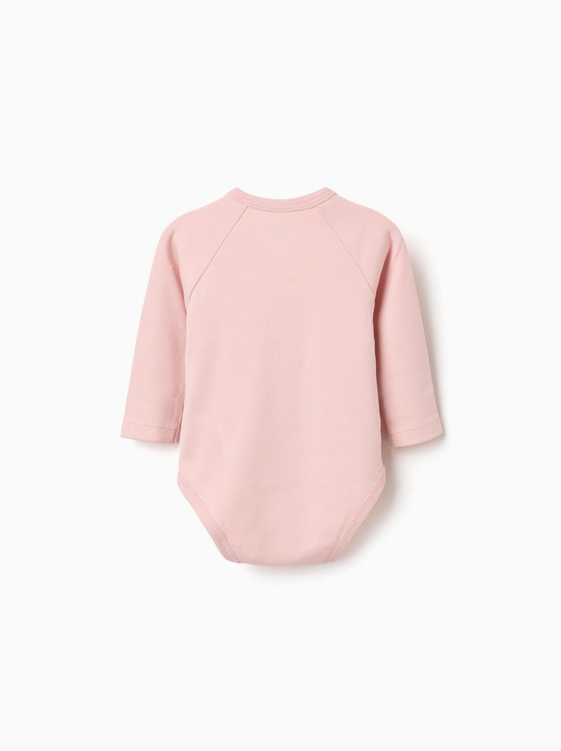 Lot 4 bodys croisés unis/à fleurs Rose/Jaune - Kiabi