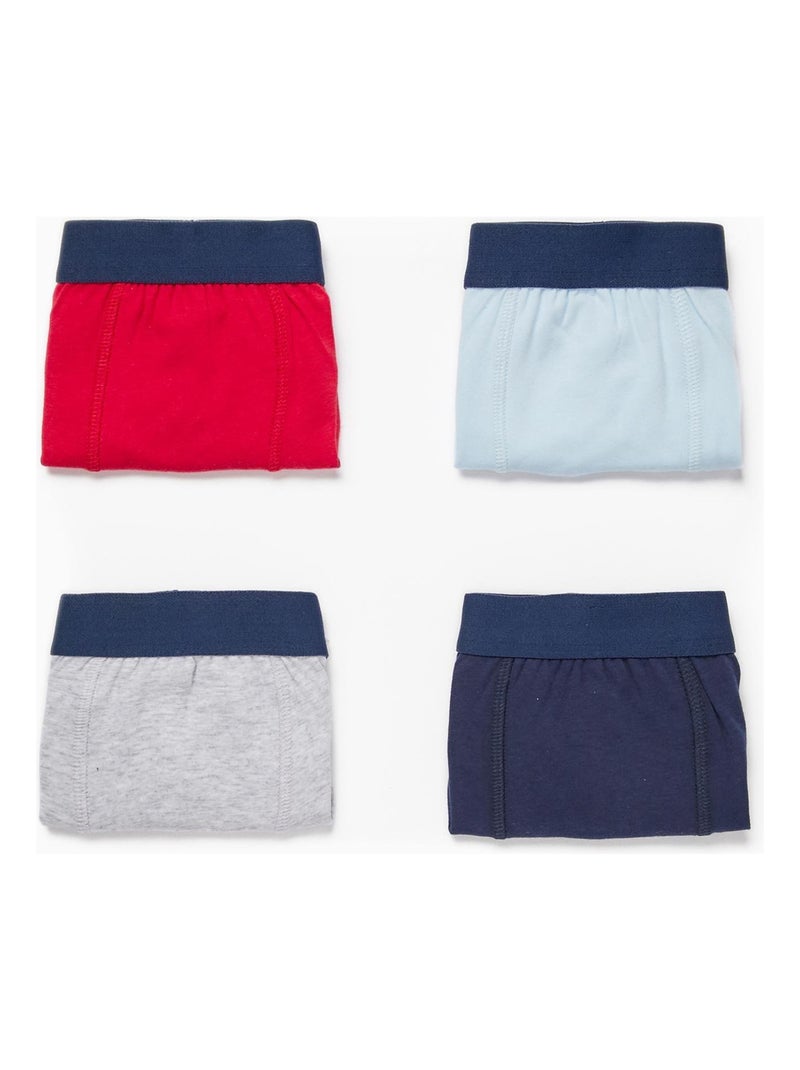 Lot 4 Boxers Unis en Coton Garçon   ESSENTIALS LINE Multicolore - Kiabi