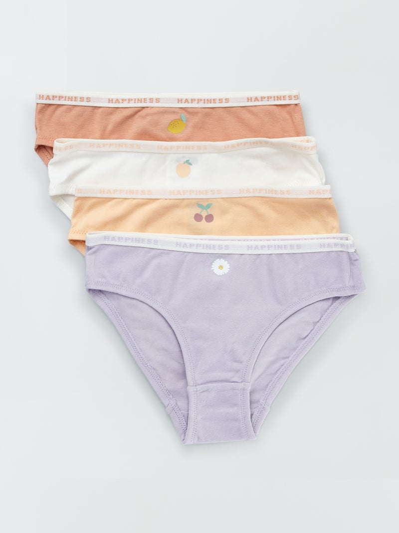 Lot 4 culottes en coton Blanc/orange/violet - Kiabi