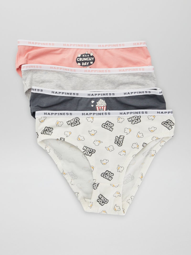 Lot 4 culottes en coton Rose/gris - Kiabi