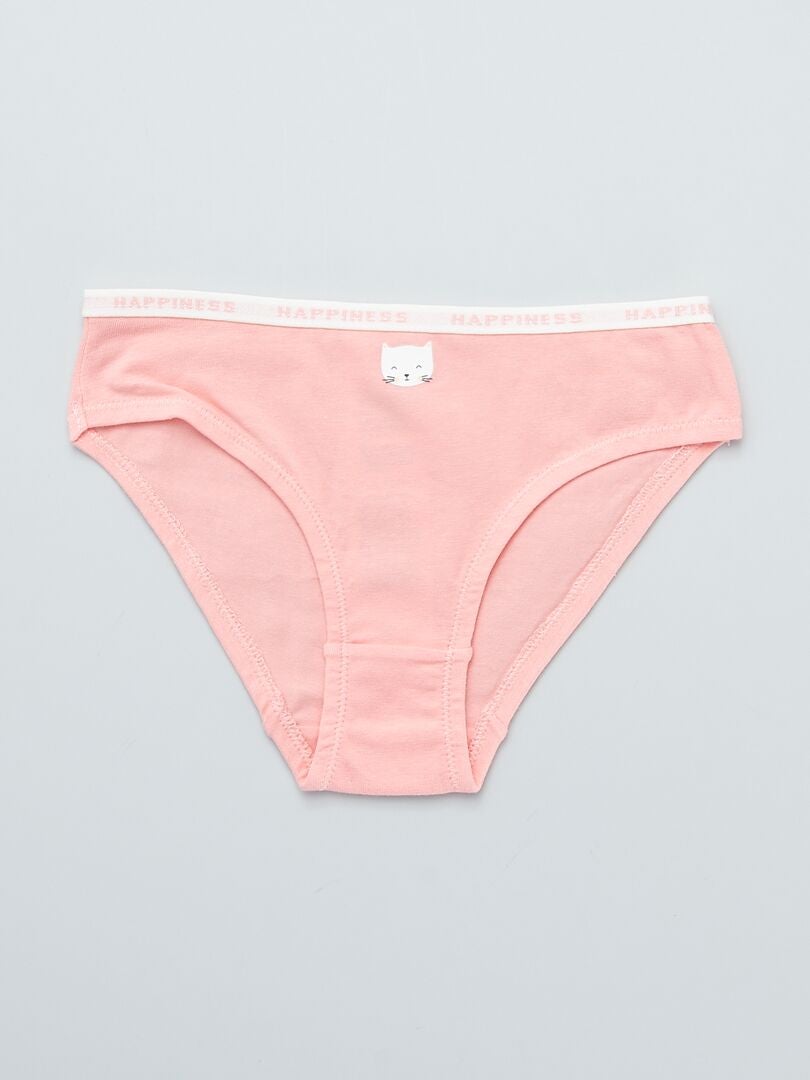 Lot 4 culottes en coton Vert/rose/jaune - Kiabi