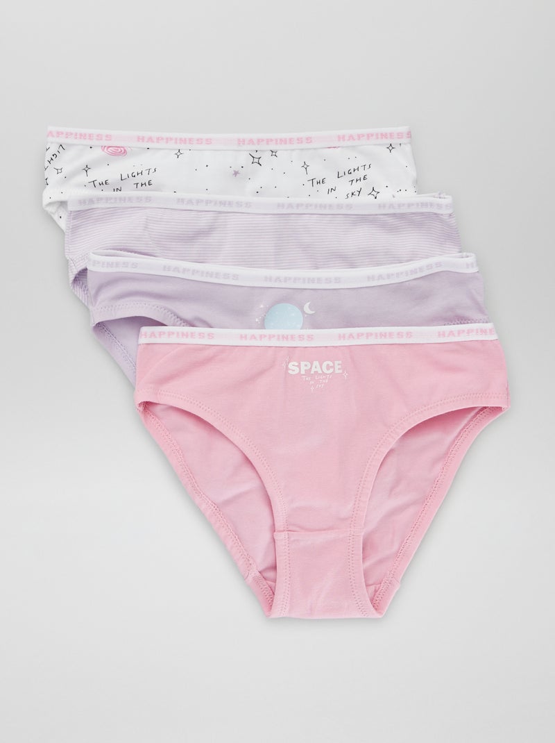 Lot 4 culottes en coton Violet - Kiabi