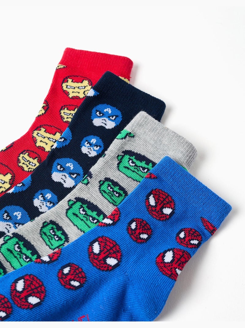 Lot 4 paires de chaussettes à imprimées Marvel Bleu Rouge - Kiabi