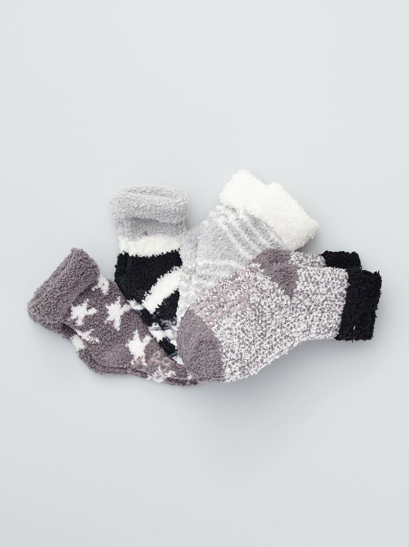 Lot 4 paires de chaussettes douces gris - Kiabi