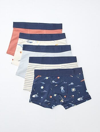 Lot 5 boxers unis unis et imprimés