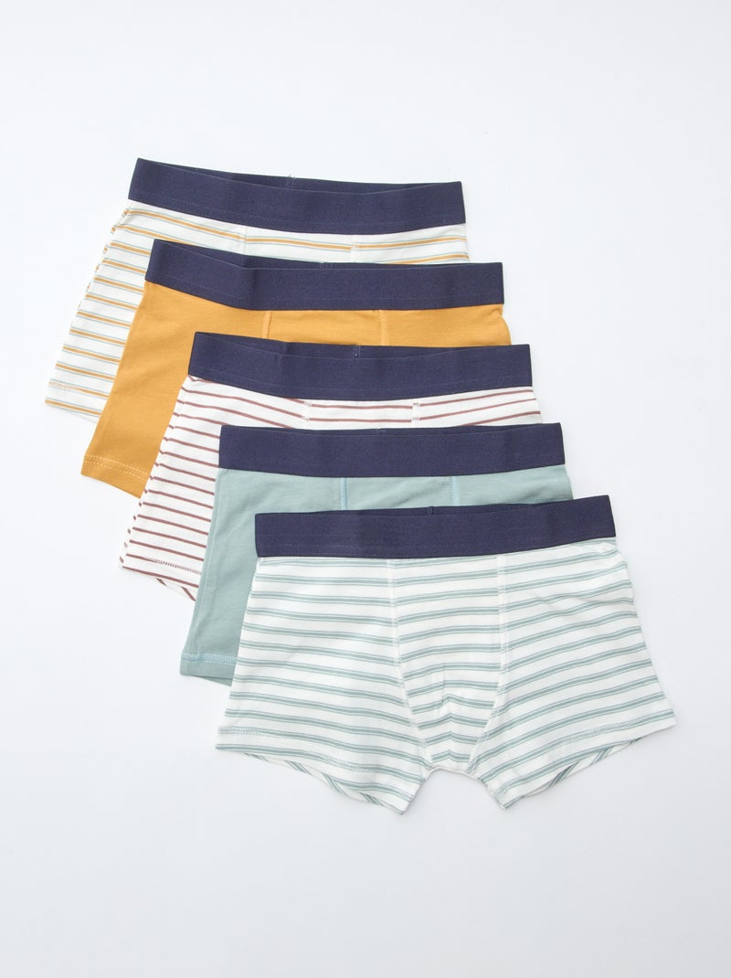 Lot 5 boxers unis unis et imprimés Orange - Kiabi