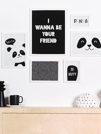 Lot 6 de cadres photos animalier bois FUNNY