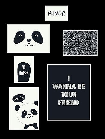 Lot 6 de cadres photos animalier bois FUNNY