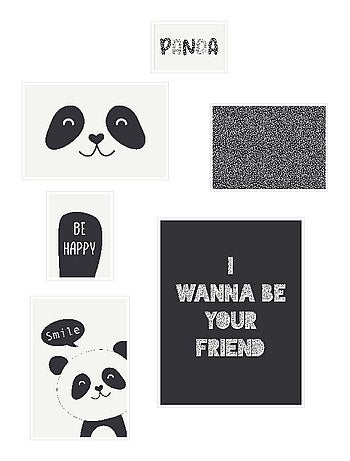 Lot 6 de cadres photos animalier bois FUNNY