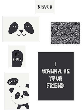 Lot 6 de cadres photos animalier bois FUNNY