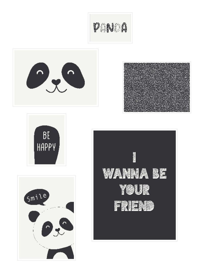 Lot 6 de cadres photos animalier bois FUNNY Blanc - Kiabi