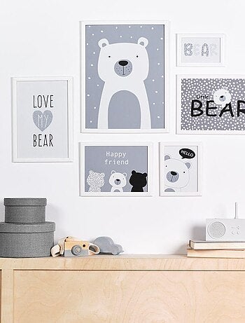 Lot 6 de cadres photos animalier bois FUNNY