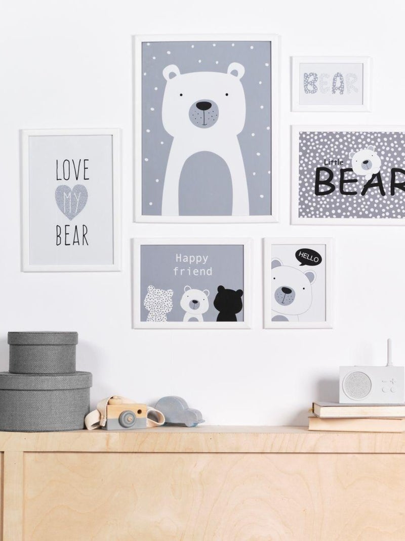 Lot 6 de cadres photos animalier bois FUNNY Blanc - Kiabi