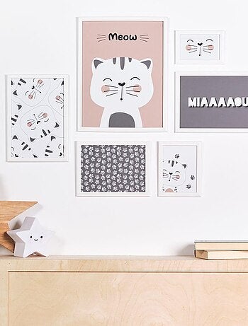 Lot 6 de cadres photos animalier bois FUNNY