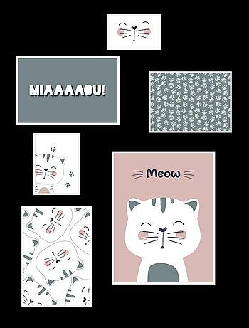 Lot 6 de cadres photos animalier bois FUNNY