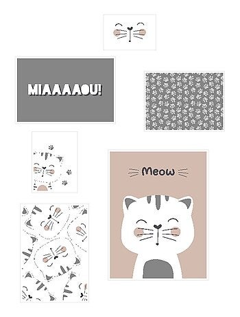 Lot 6 de cadres photos animalier bois FUNNY