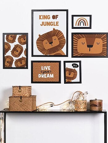 Lot 6 de cadres photos animalier bois FUNNY