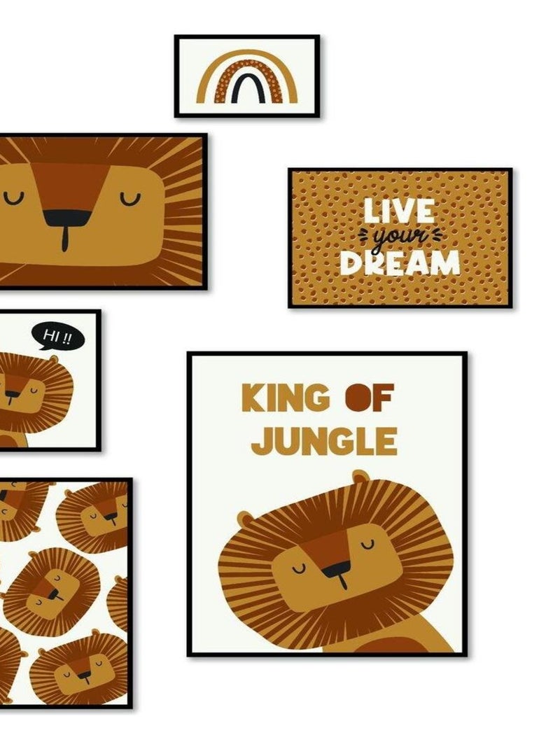 Lot 6 de cadres photos animalier bois FUNNY Noir - Kiabi