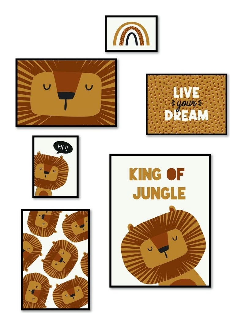 Lot 6 de cadres photos animalier bois FUNNY Noir - Kiabi