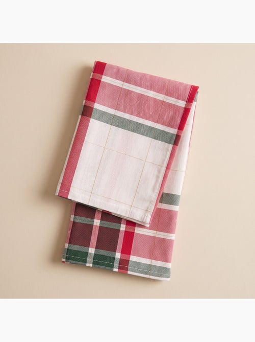 Lot 6 serviettes noël tartan tissées, fil doré, coton - gamusi. - Kiabi Lot 6 serviettes noël tartan tissées, fil doré, coton - gamusi. - Kiabi