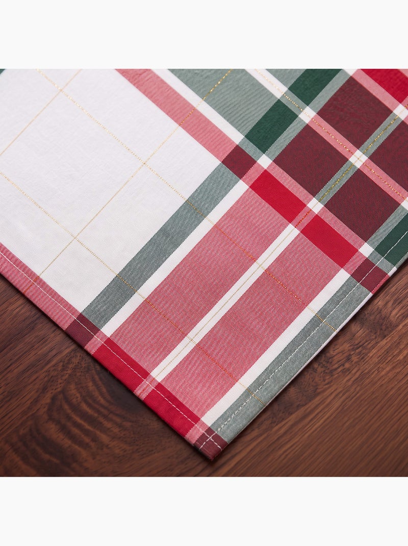 Lot 6 serviettes noël tartan tissées, fil doré, coton - gamusi. Multicolore - Kiabi