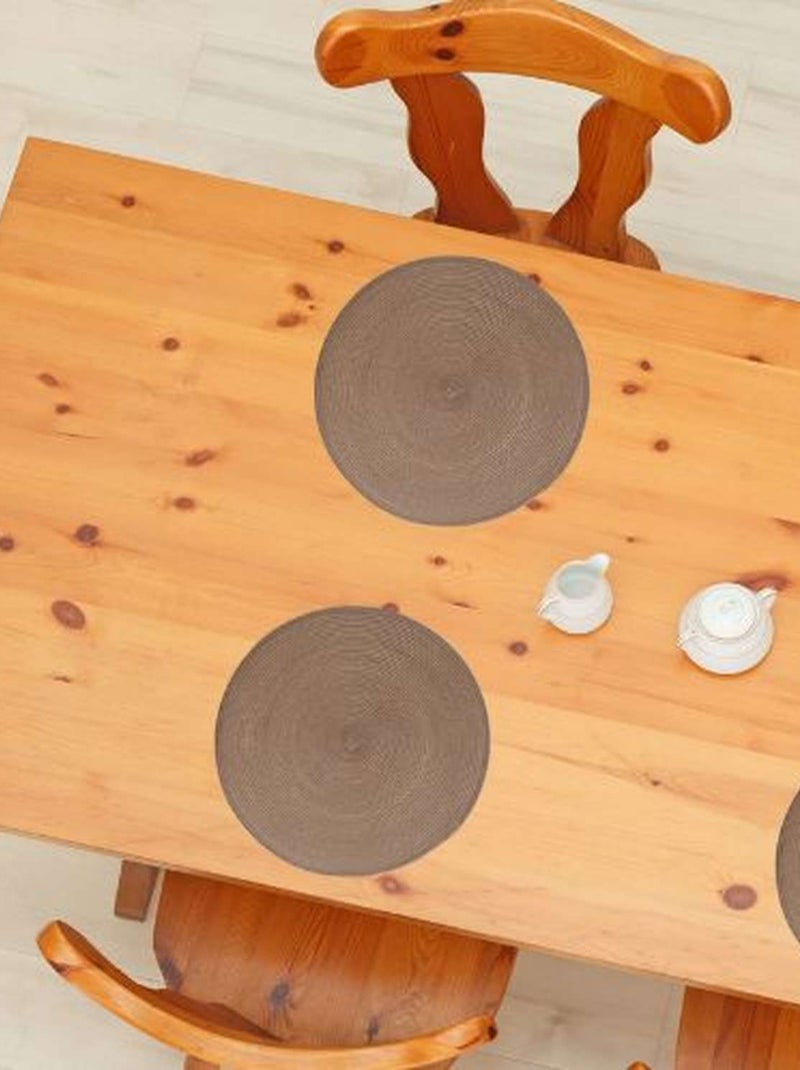 Lot 6x Set de table Tressé Rond Taupe - Kiabi