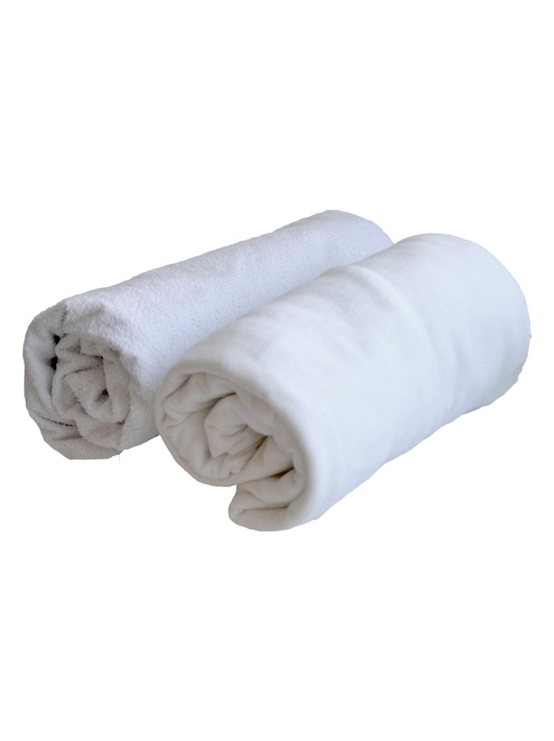 Lot alèse imperméable et drap-housse bébé en coton Blanc - Kiabi