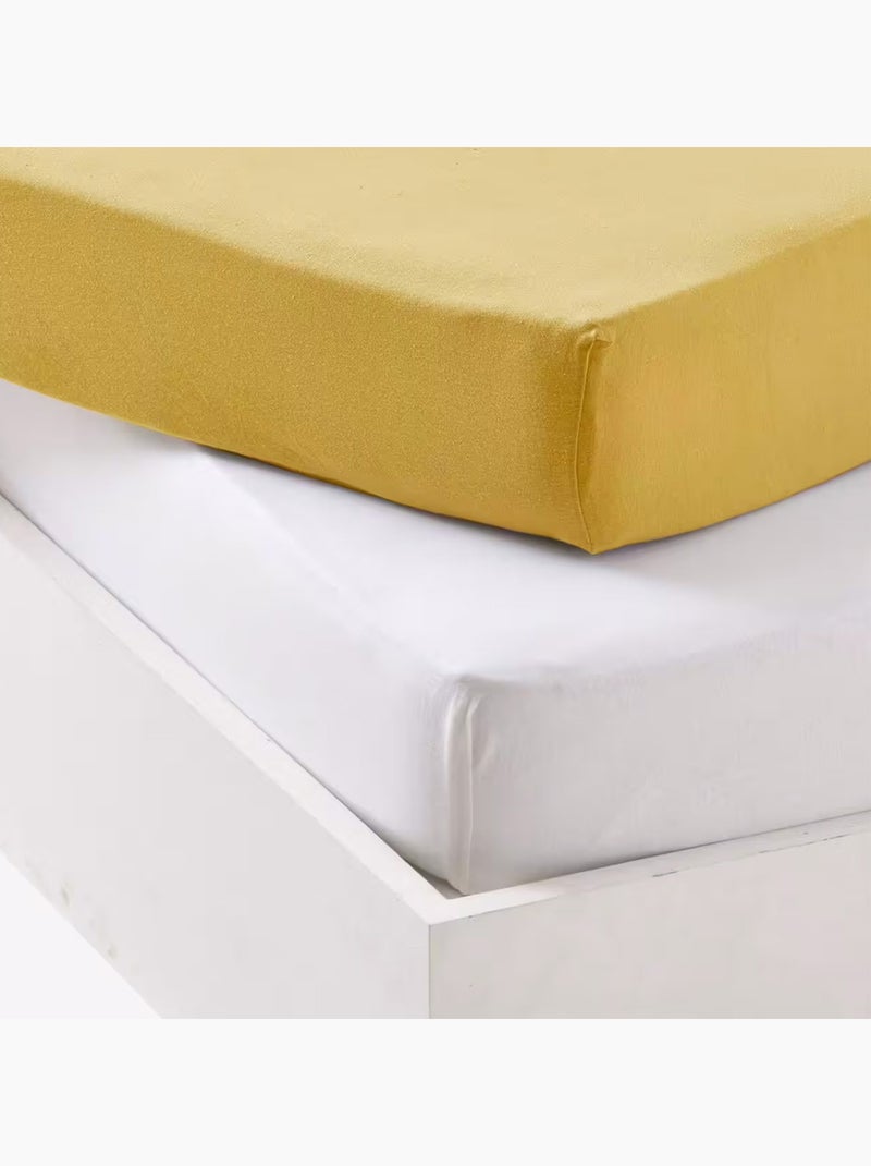 Lot alèse imperméable et drap-housse bébé en coton Jaune moutarde - Kiabi