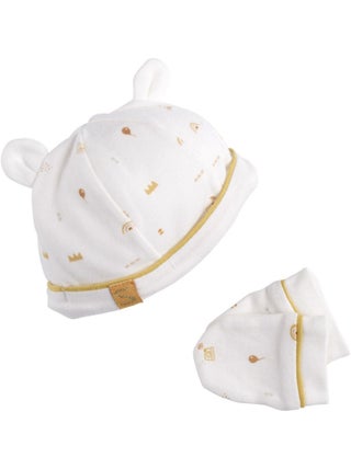 Lot bonnet et moufles bébé en coton - SAUTHON