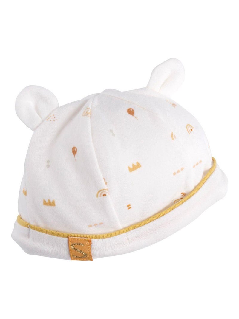 Lot bonnet et moufles bébé en coton - SAUTHON Blanc - Kiabi