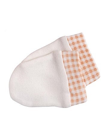 Lot bonnet et moufles bébé en coton - SAUTHON