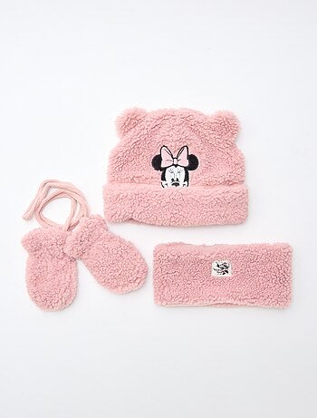 Lot bonnet + gant + snood 'Minnie' 'Disney'