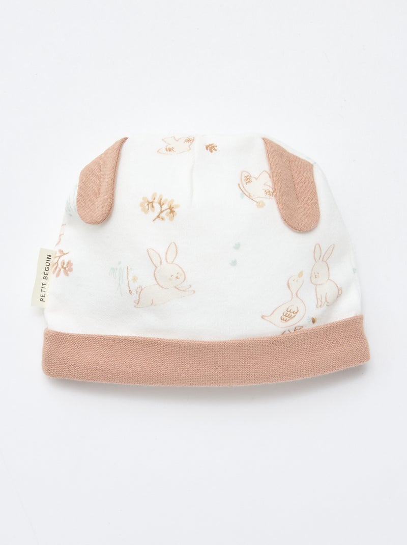 Lot bonnet + gants de naissance 'Petit Béguin' Blanc - Kiabi