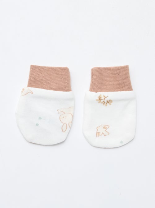 Lot bonnet + gants de naissance 'Petit Béguin' - Kiabi