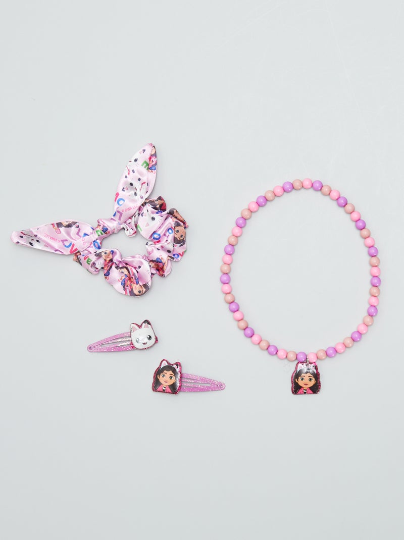 Lot bracelet + chouchou + barrettes 'Gabby et la maison magique' Rose - Kiabi