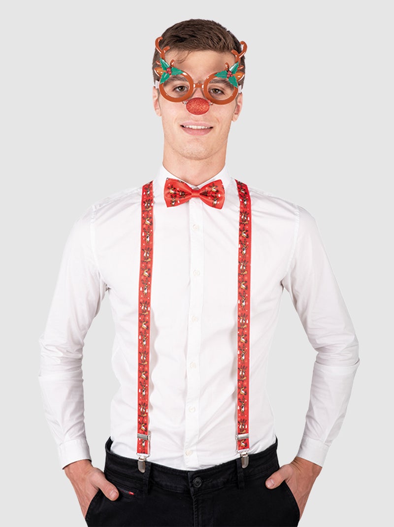 Lot brettelles + nœud papillon + lunette rouge - Kiabi