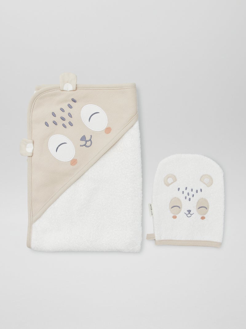 Lot cape de bain + gant - 2 pièces BEIGE - Kiabi