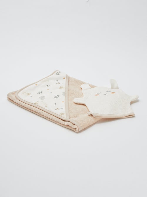 Lot cape de bain + gant de toilette 'Petit Béguin' - Kiabi