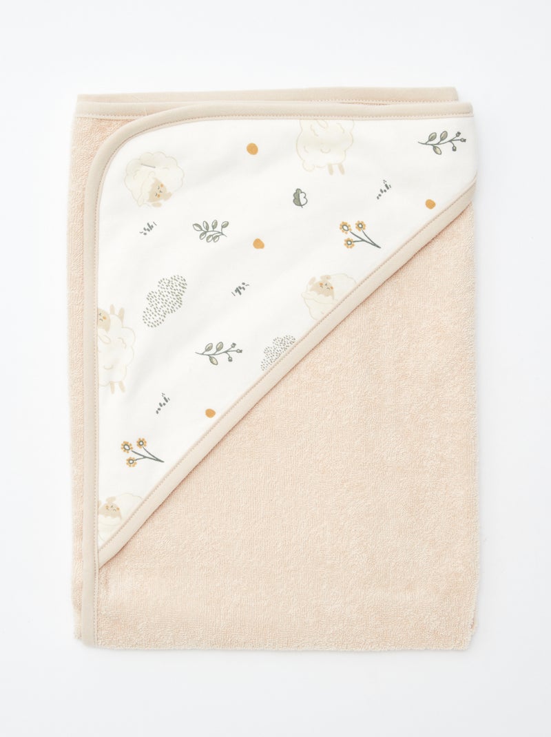 Lot cape de bain + gant de toilette 'Petit Béguin' Beige - Kiabi