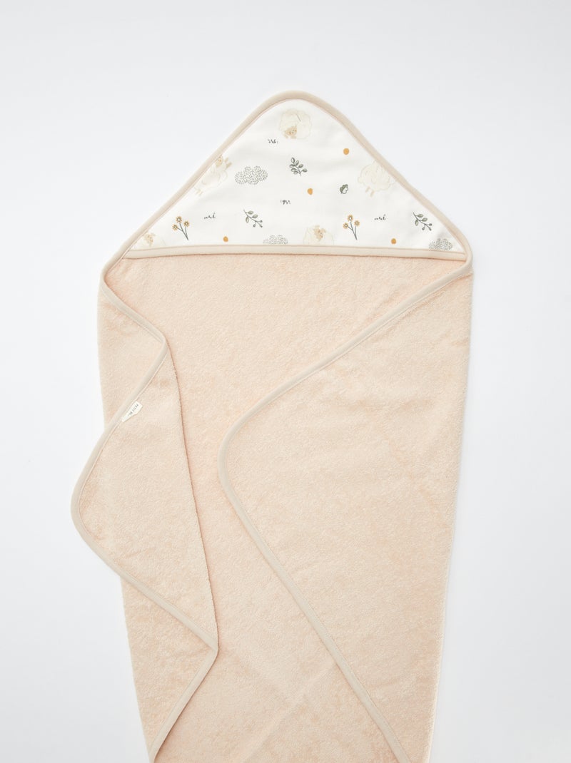 Lot cape de bain + gant de toilette 'Petit Béguin' Beige - Kiabi