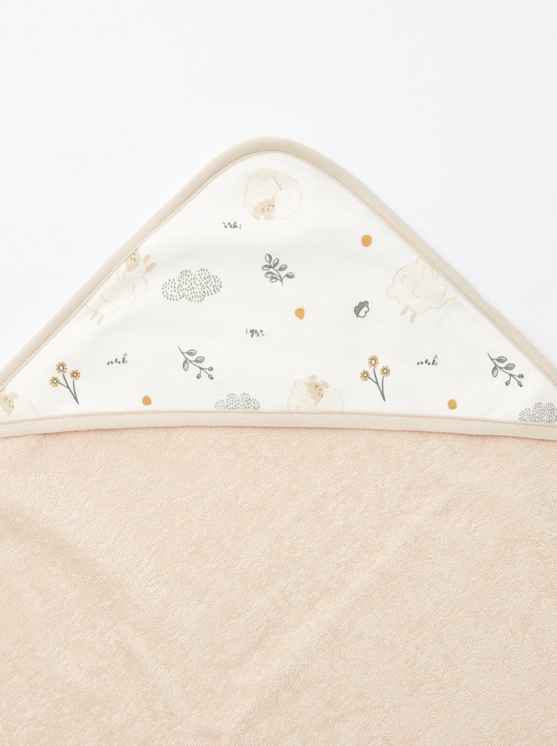 Lot cape de bain + gant de toilette 'Petit Béguin' Beige - Kiabi